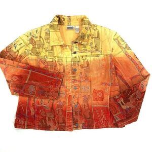 CHICO’S Sunset Ombré Embroidered Denim Jacket (Chico’s size 2)